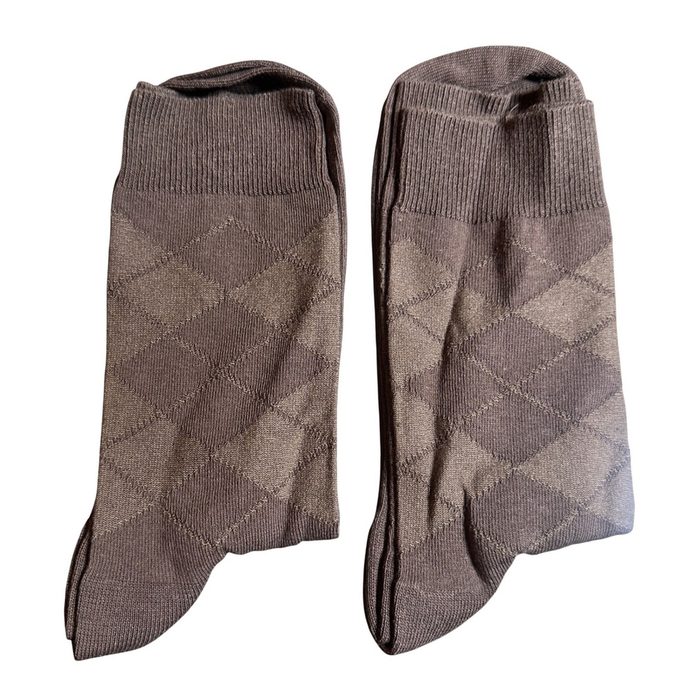 Vintage Haband Dress Socks Men‎ 10-13 Brown New Argyle Cotton Blend Classic - Picture 3 of 5